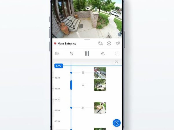 Tijdlijn met opnames in een camera-app op een telefoon